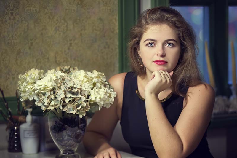 Woman using a dating app